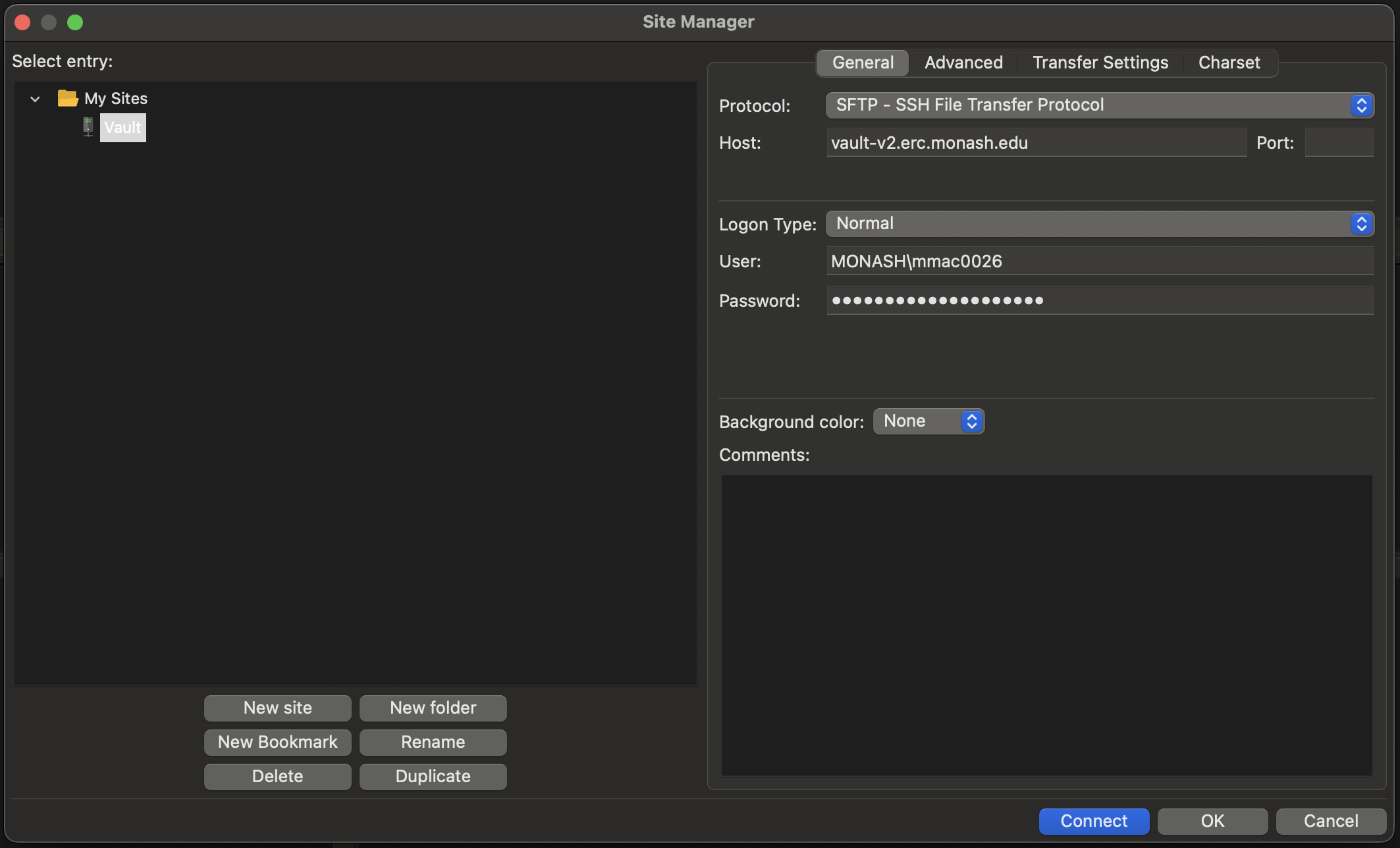 FileZilla New Site